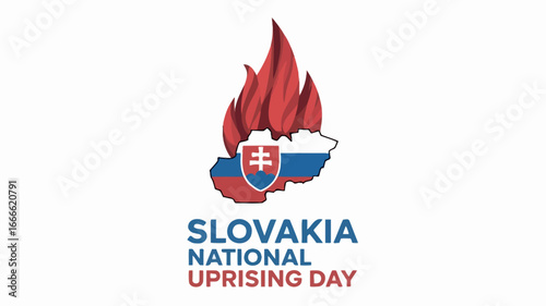 Slovakia National Uprising Day with Map of Slovakia and Flame Design