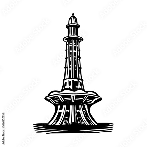 A glyph style illustration representing pakistan tower