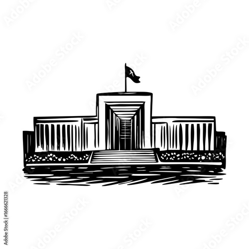 A glyph style illustration representing supreme court