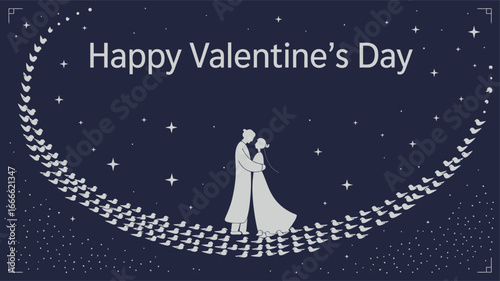 Happy Valentine's Day and Qixi Festival with Romantic Couple and Chinese Wishes
