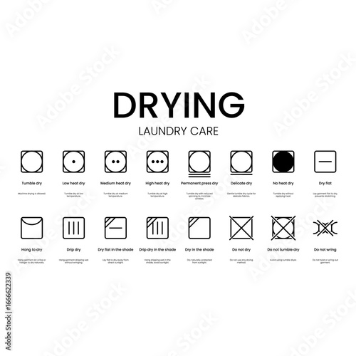 Laundry drying instruction icons collection