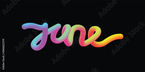 Gradient 3D June Text – Modern Typography Lettering