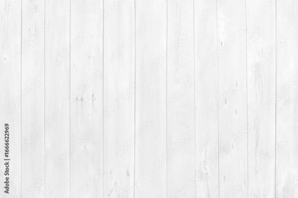 Naklejka premium White wooden plank wall texture for background in natural pattern with old and vintage style.