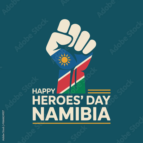 Heroes' Day Namibia Tribute with Fist Holding National Flag