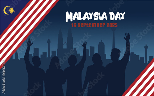 Malaysia "Malaysia Day", poster, banner, background, template. Celebration of 16 September national day Malaysia Day. Not Made by AI.