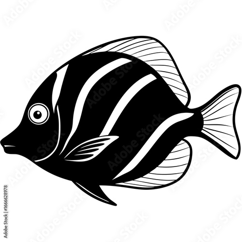 Yellow Tang Sketch Line Art for Vector Print