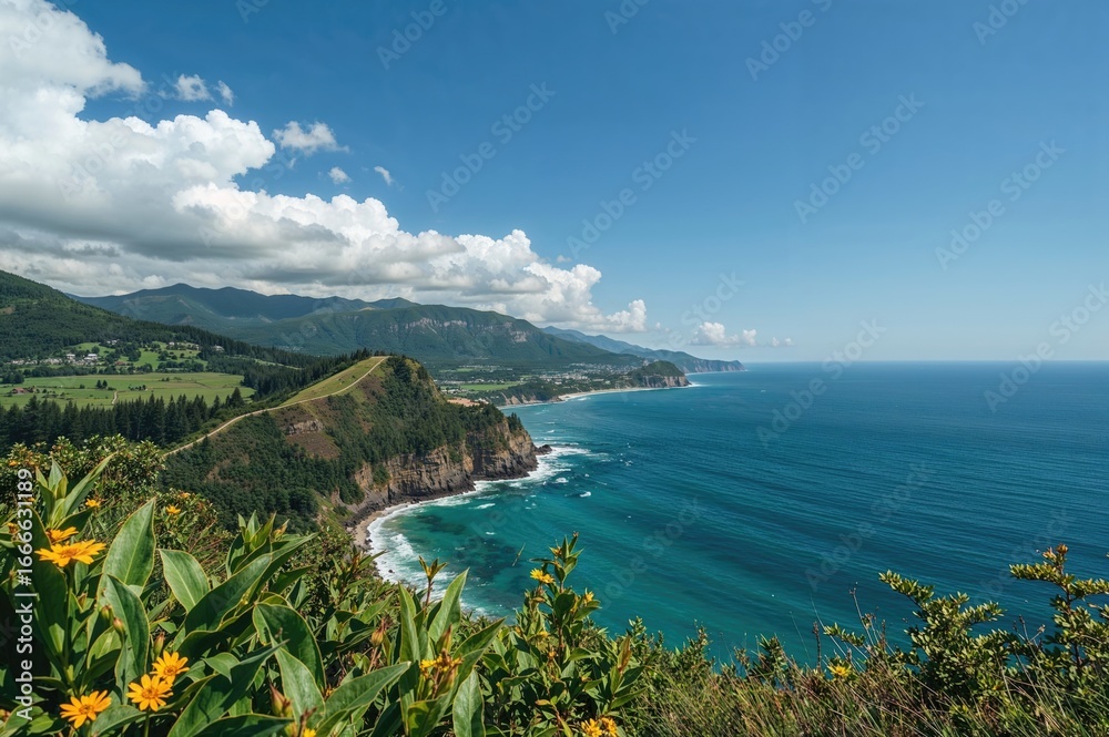 Obraz premium Summer at the Coastal Cliffside