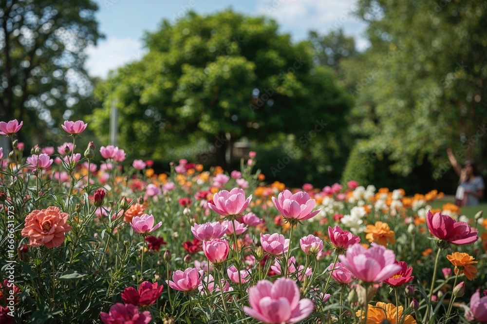 Morning capture of lovely floral plants for a home garden backdrop, isolated nature with trees and spring vibes Morning capture of lovely floral plants for a home garden backdrop, isolated nature with trees and spring vibes