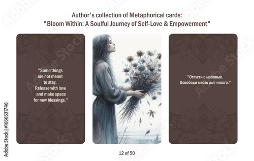 Metaphorical cards for women. Blossom from within a soulful journey to self-love and empowerment, answers to questions.