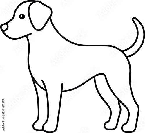 Vector art of a simple line drawing of a dog standing on a, perfect for illustrating canine themes and petrelated content