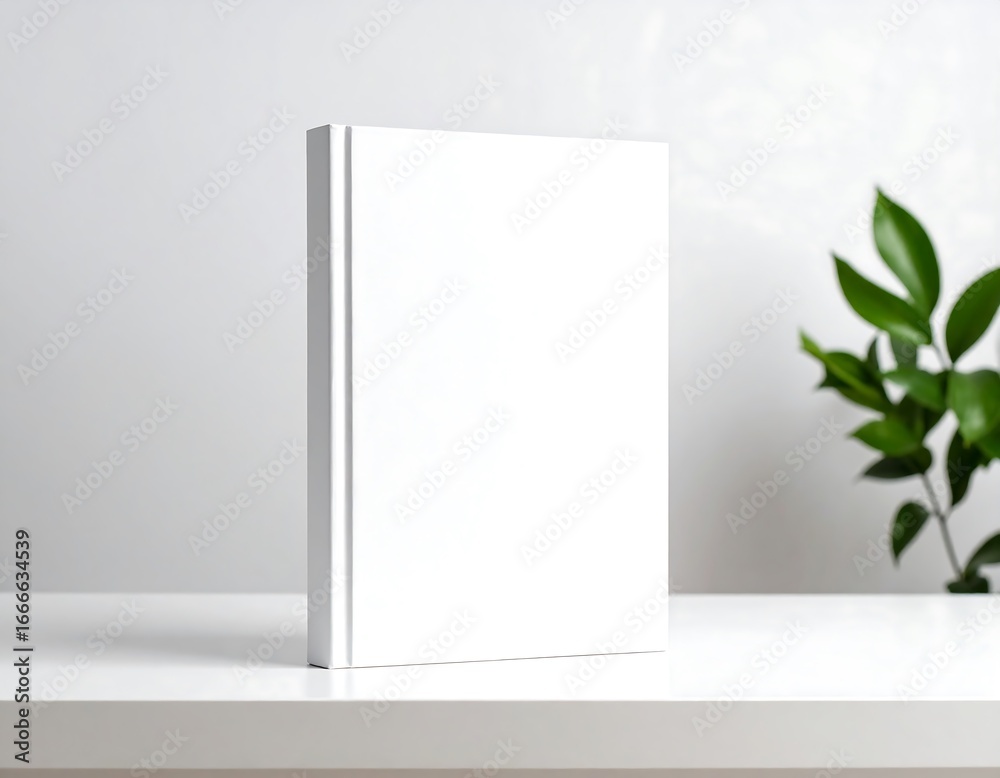 custom made wallpaper toronto digitalBlank White Book Mockup with Greenery on White Surface.