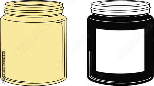 Glass jar vector illustration for food storage kitchen canning design