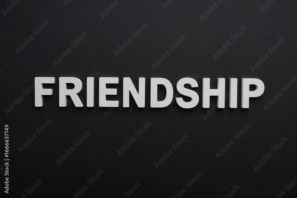 Fototapeta premium Friendship Day celebration theme with 'friends' spelled out on a dark backdrop.