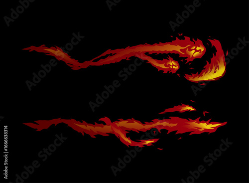 horizontal fire ball blast and fire thrust strike game ui asset elements