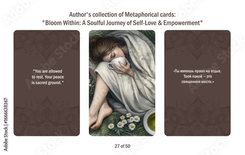 Metaphorical cards for women. Blossom from within a soulful journey to self-love and empowerment, answers to questions.