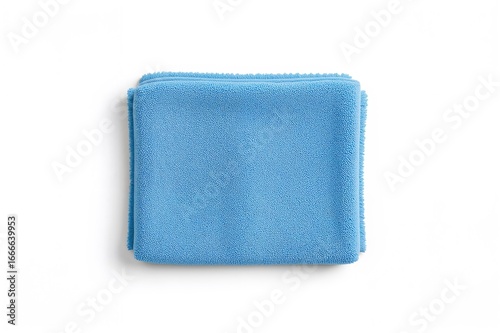 Close-up of a Blue Microfiber Cloth on a White Surface from Above