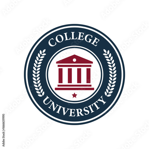 College University Building Laurel Vector Emblem