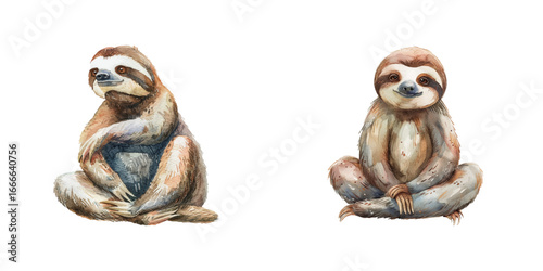 sloth watercolor vector illustration