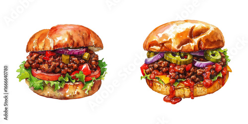 Obraz na płótnie sloppy joes watercolor vector illustration