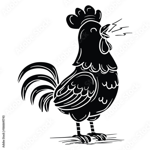 Hand drawing style of rooster vector. It is suitable for farm animal icon, sign or symbol.