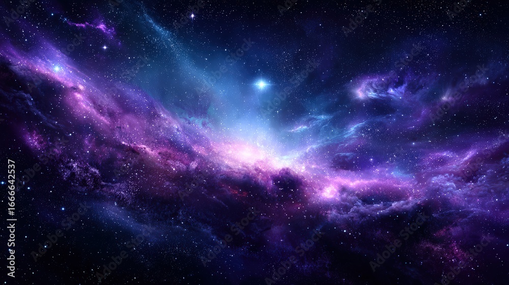 Fototapeta premium A mesmerizing cosmic scene featuring vibrant colors, swirling gases, and countless stars, representing the beauty of the universe.