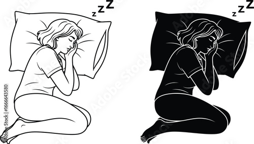 Woman sleeping position illustration good sleep habits and health tips