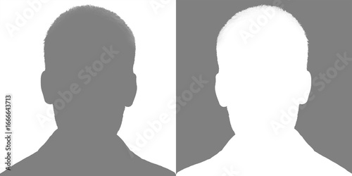 Silhouette of a young man. Male avatar. Icon for social networks. Set silhouette isolated on white