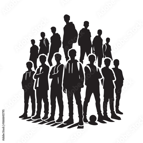 students group vectore silhouette outline logo design concept illustration 