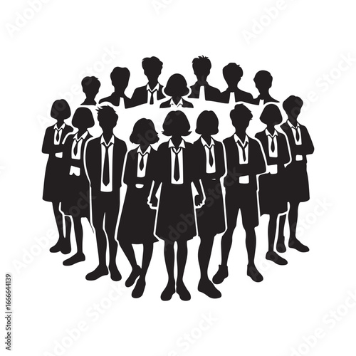 students group vectore silhouette outline logo design concept illustration 