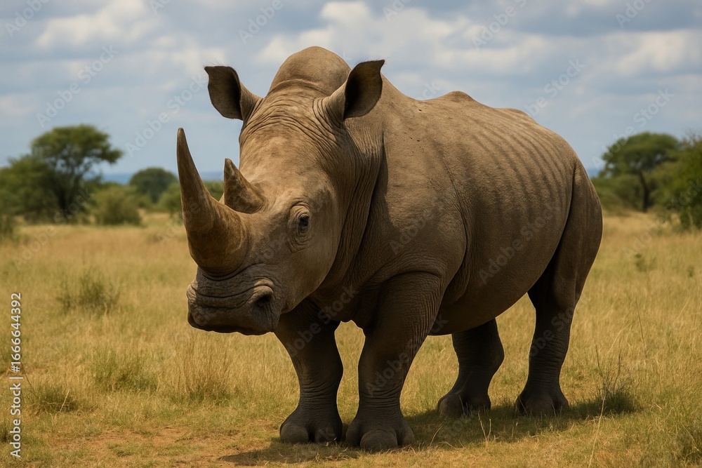 Obraz premium Majestic rhino in natural habitat.