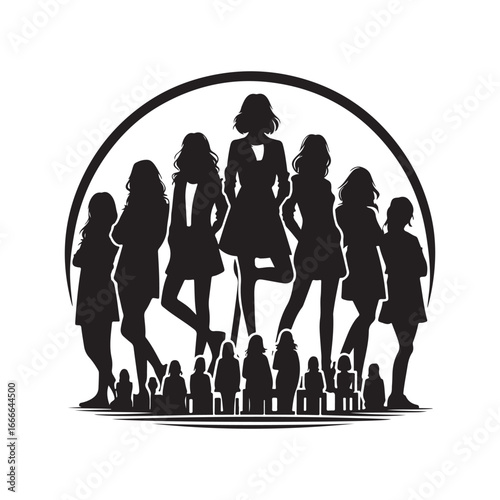 students group vectore silhouette outline logo design concept illustration 