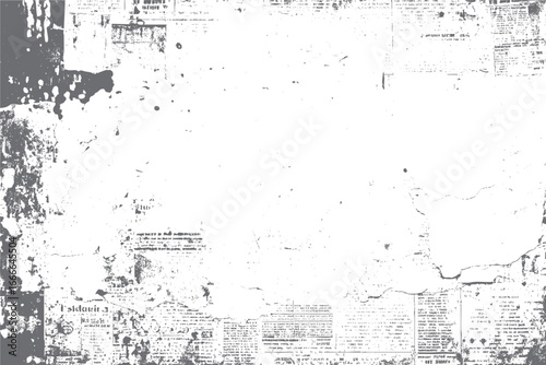 Newspaper print grunge texture. Vintage torn background surface. Distressed retro design for creative graphic illustration.