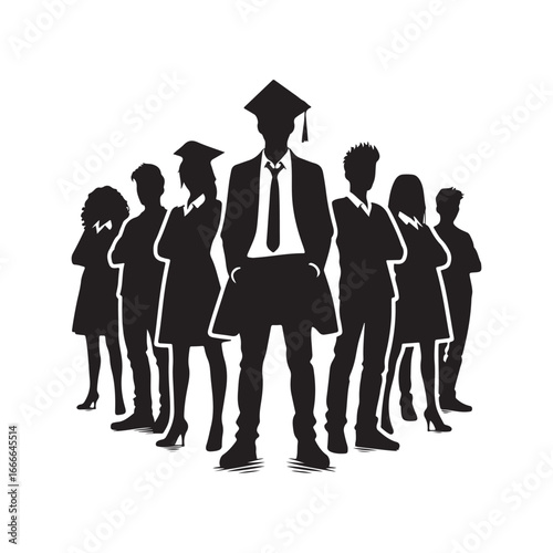 students group vectore silhouette outline logo design concept illustration 