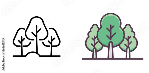 Forest Icon Design for Nature, Environment, and Eco Conservation