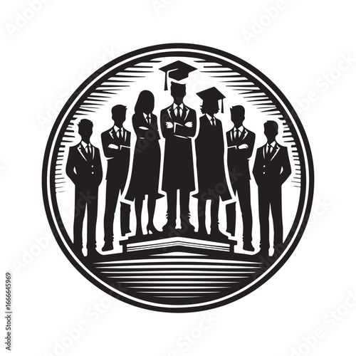 students group vectore silhouette outline logo design concept illustration 
