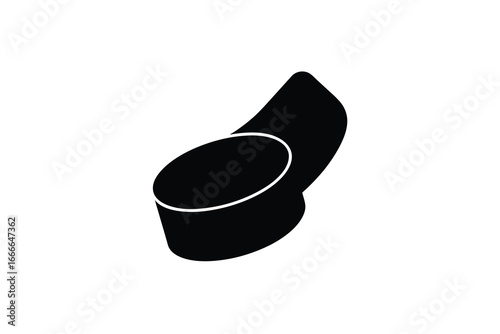 A black and white illustration of a single black beret on a plain background silhouette