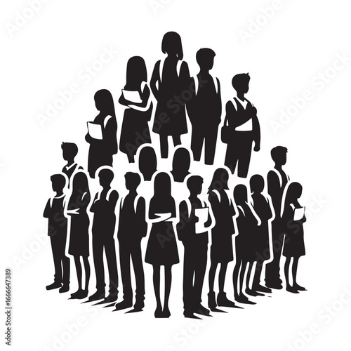 students group vectore silhouette outline logo design concept illustration 