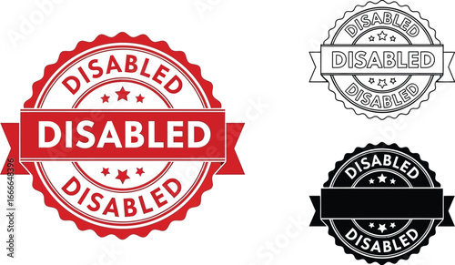 Disabled stamp vector graphic design element for accessibility