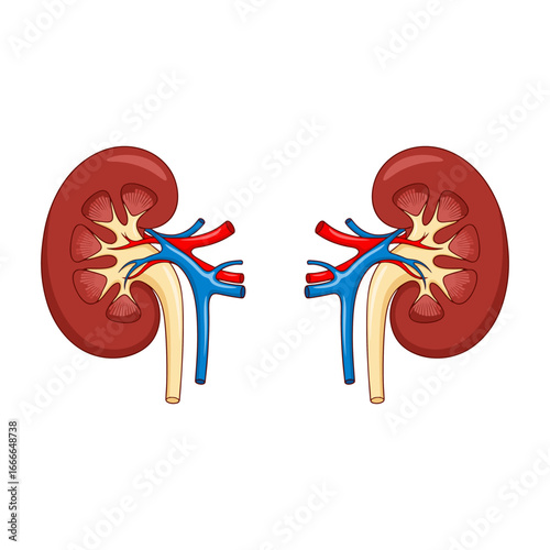 Anatomy of a pair of human kidneys