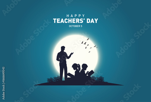 Happy Teacher's day concept vector illustration background. Creative teacher's day vector education concept.