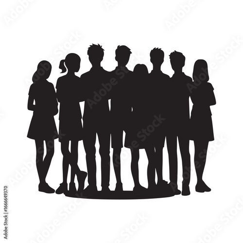 students group vectore silhouette outline logo design concept illustration 