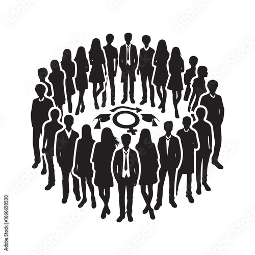 students group vectore silhouette outline logo design concept illustration 