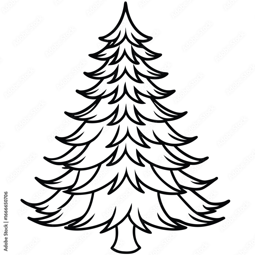 Obraz premium Fir Tree line art vector