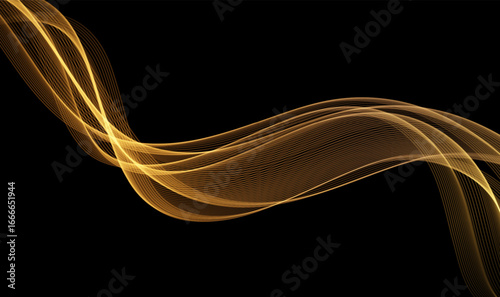 Abstract Gold motion light glow effect. Magic shiny line.