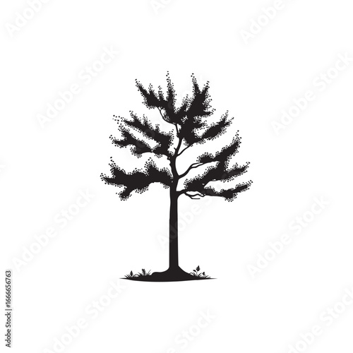 Ginkgo Biloba Tree Silhouette Vector Design.
