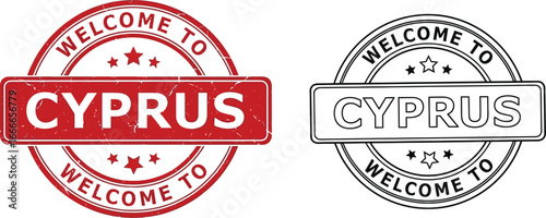 Welcome to cyprus stamp vector illustration travel destination