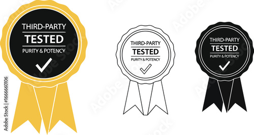 Third party tested purity potency seal quality assurance badge