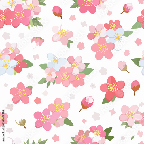 Wallpaper Mural Delicate Floral Pattern A Seamless Design of Pink and White Blossoms for Springtime Decorations and Creative Projects Torontodigital.ca