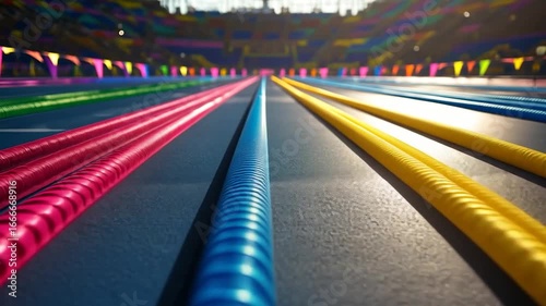 Wallpaper Mural Colorful track dividers in a stadium Torontodigital.ca