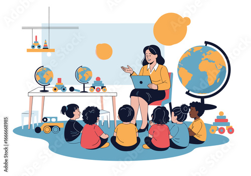 Engaging kindergarten lesson about the world and our planet earth